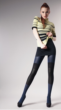 GIULIA SANTINA LUREX SIDE STRIPED PANTYHOSE TIGHTS 20 DEN 3 SIZES BLACK